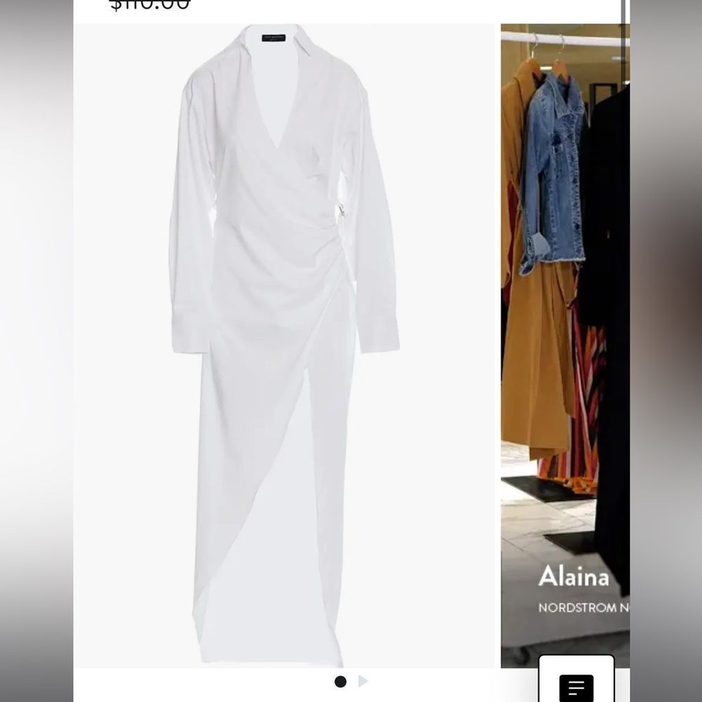 NWT Naked Wardrobe LONG SLEEVE FAUX WRAP DRESS
IN WHITE